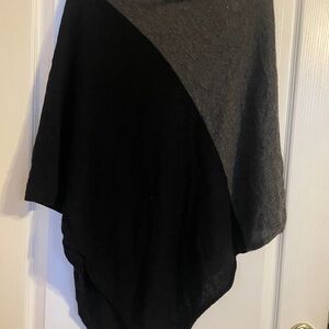 Celeste Charcoal  Black Wool Cashmere Blend‎ Poncho Sweater Shrug Outdoor Casual